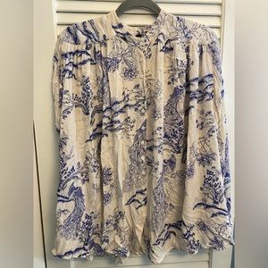 Free People Metallic Blooms Ivory Top
